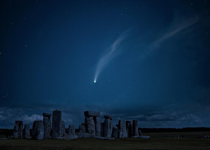 A6 postcard Stonehenge and comet Neowise